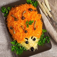 Салат «Ежик» с корейской морковью: рецепты