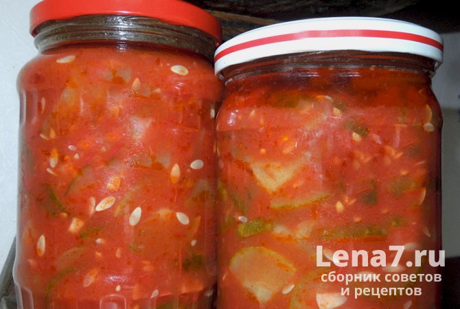 Салат из переросших огурцов в томатном соусе на зиму