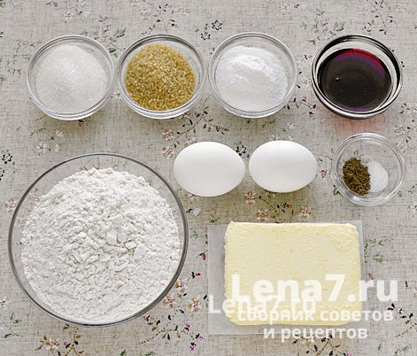 Ингредиенты для приготовления песочного печенья с вареньем