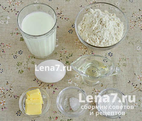 Ингредиенты для приготовления блинов на молоке