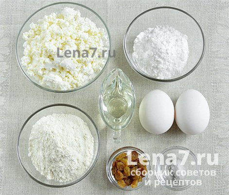 Ингредиенты для приготовления сырников с изюмом
