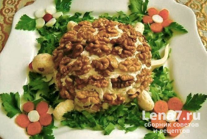 Салат «Черепаха» с виноградом рецепт 👌 с фото пошаговый | Как готовить салаты