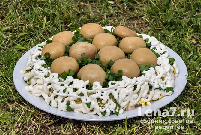 Салат Грибная поляна с опятами рецепт с фото пошагово