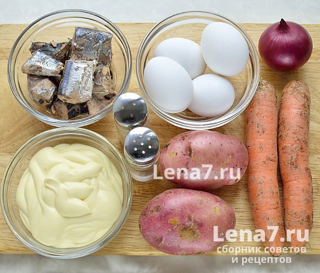 Ингредиенты для приготовления салата «Мимоза»