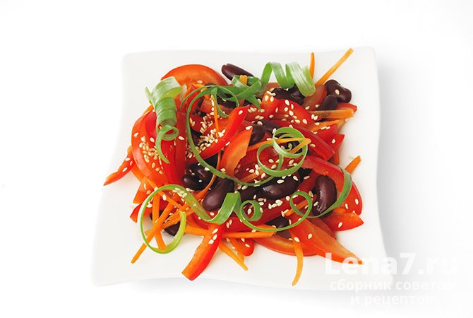 Овощной салат с фасолью и морковью по-корейски